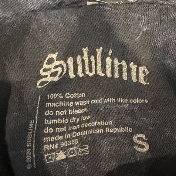 Sublime Band Tee Acid Wash Oversized Distressed Black Size S NWOT - Picture 4 of 4